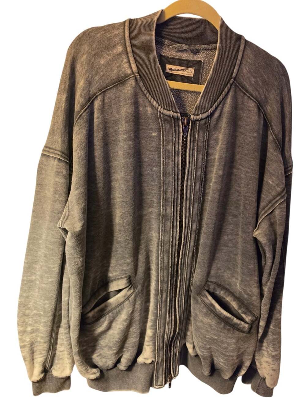 We the Free Robby Women's Acid Wash Bomber Slouchy Oversized Jacket Sz L